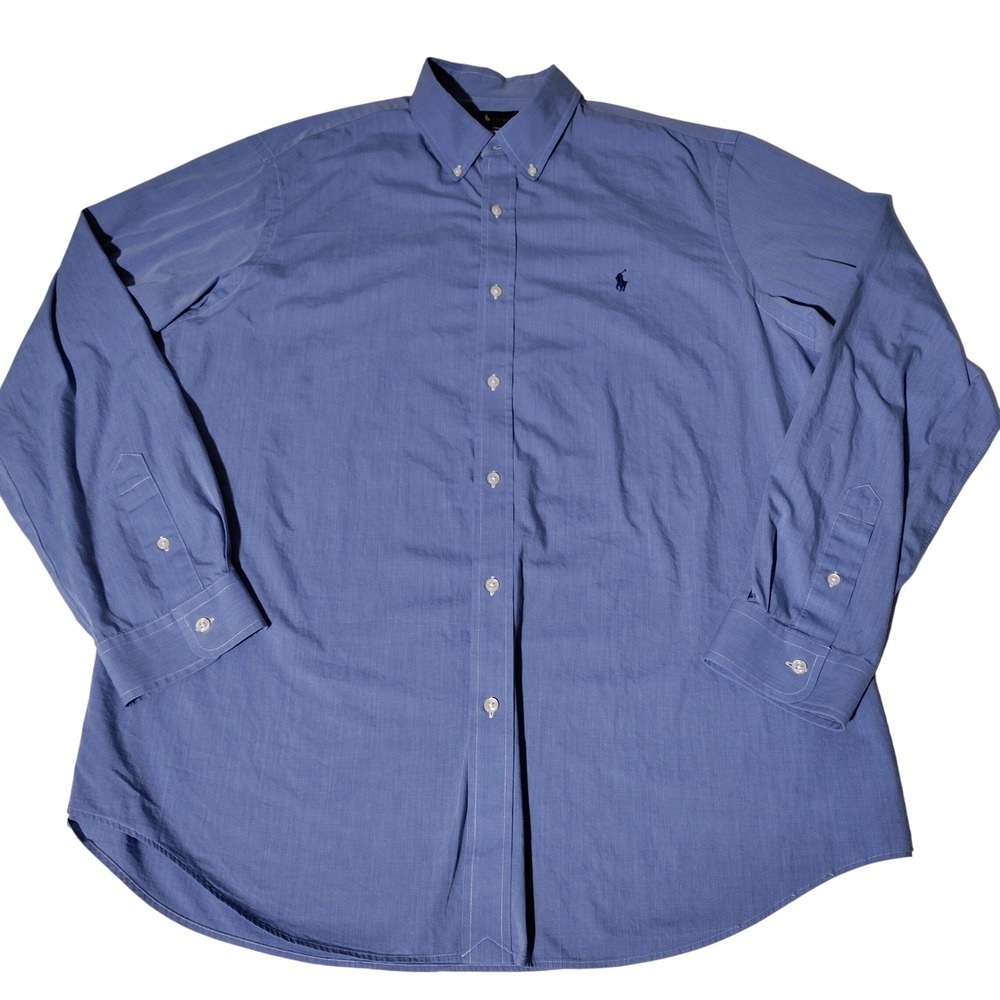 Polo Ralph Lauren Mens XL Classic Fit Blue Stretch Cotton Button Down Shirt